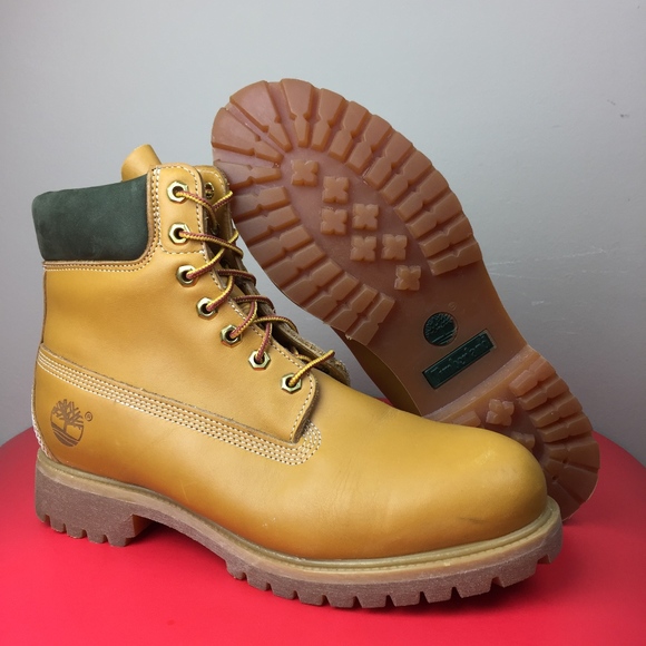 tan and green timberland boots